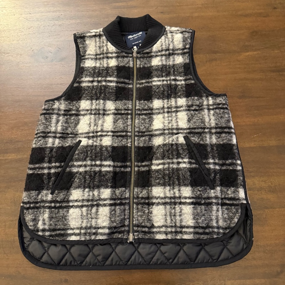 Madewell Copeland Reversible Black and White Plaid Women's‎ Vest
